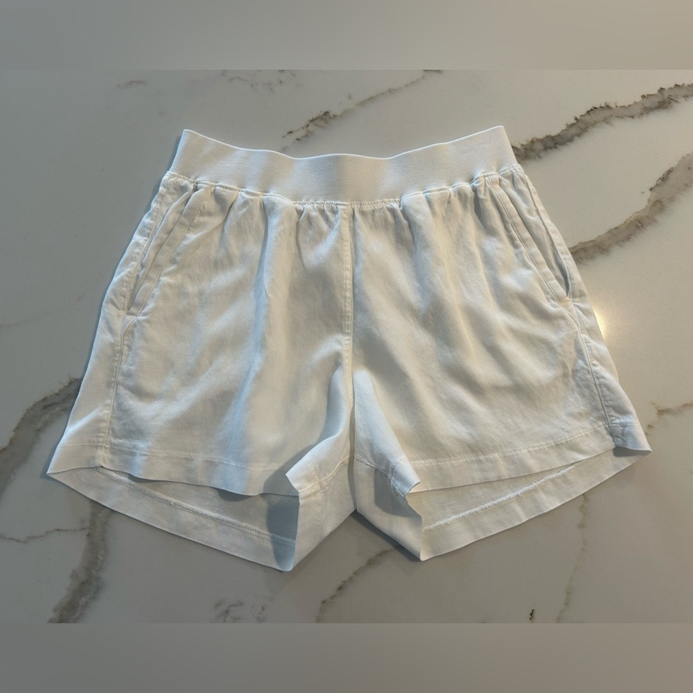 Faherty Arlie Tencel Linen Shorts White Women's M $118